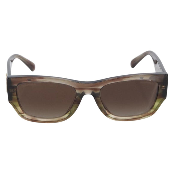 CHANEL Sunglasses Plastic Brown Gold Tone CC Auth 208892M