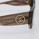 CHANEL Sunglasses Plastic Brown Gold Tone CC Auth 208892M-7