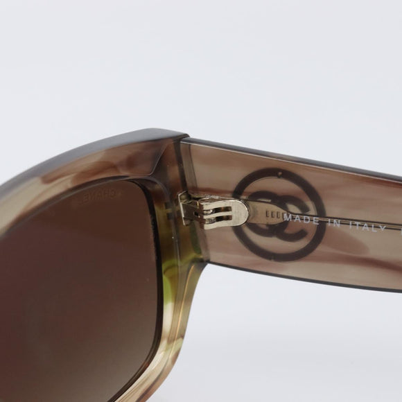 CHANEL Sunglasses Plastic Brown Gold Tone CC Auth 208892M