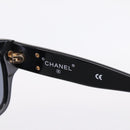 CHANEL Sunglasses Plastic Black Gold Tone CC Auth 208893-10