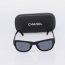 CHANEL Sunglasses Plastic Black Gold Tone CC Auth 208893-12
