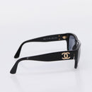 CHANEL Sunglasses Plastic Black Gold Tone CC Auth 208893-3