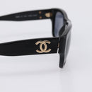 CHANEL Sunglasses Plastic Black Gold Tone CC Auth 208893-4