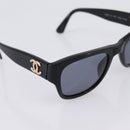CHANEL Sunglasses Plastic Black Gold Tone CC Auth 208893-7