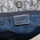 Christian Dior Trotter Canvas Hand Bag Navy Gold Auth 208952-15