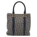 Christian Dior Trotter Canvas Hand Bag Navy Gold Auth 208952-2