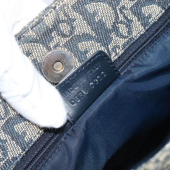 Christian Dior Trotter Canvas Hand Bag Navy Gold Auth 208952