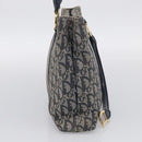 Christian Dior Trotter Canvas Hand Bag Navy Gold Auth 208952-5