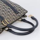 Christian Dior Trotter Canvas Hand Bag Navy Gold Auth 208952-7