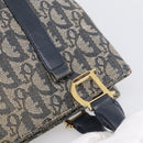 Christian Dior Trotter Canvas Hand Bag Navy Gold Auth 208952-8