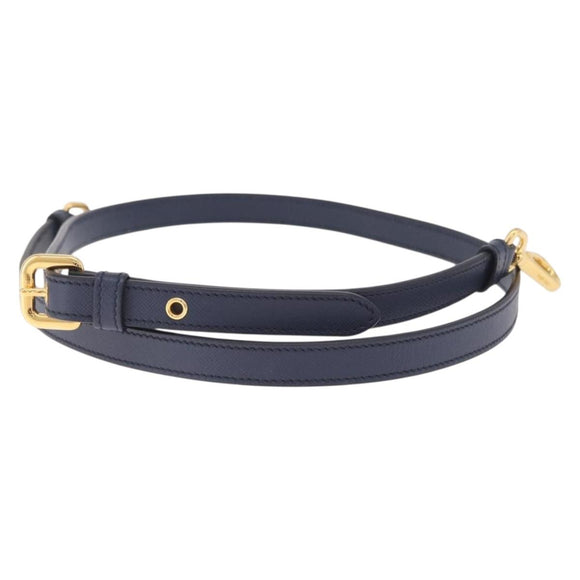 PRADA Shoulder Strap Saffiano leather Navy Gold Auth 208959