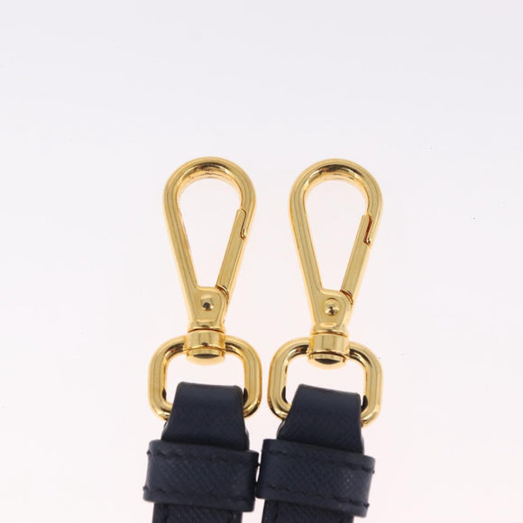 PRADA Shoulder Strap Saffiano leather Navy Gold Auth 208959