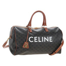 CELINE Triomphe Boston Bag PVC Leather 2way Black Gold Auth 209001SAM-1