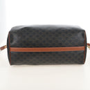CELINE Triomphe Boston Bag PVC Leather 2way Black Gold Auth 209001SAM-13