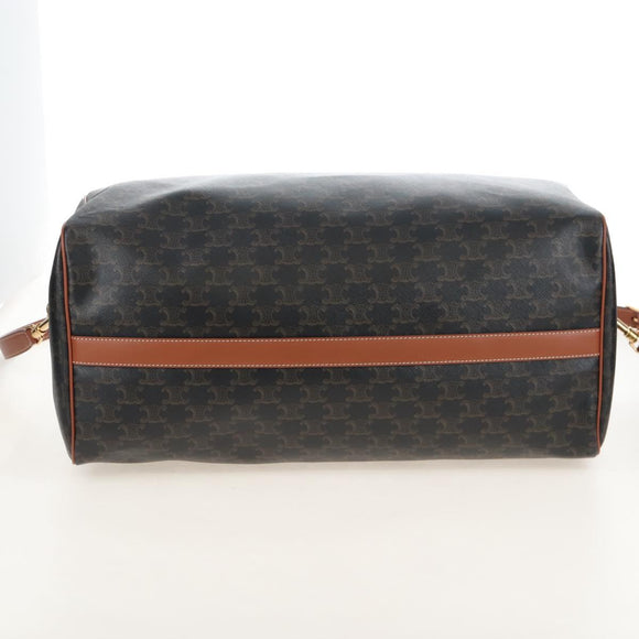 CELINE Triomphe Boston Bag PVC Leather 2way Black Gold Auth 209001SAM