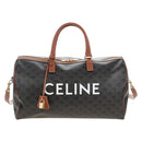 CELINE Triomphe Boston Bag PVC Leather 2way Black Gold Auth 209001SAM-2