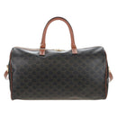 CELINE Triomphe Boston Bag PVC Leather 2way Black Gold Auth 209001SAM-3