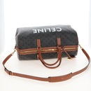 CELINE Triomphe Boston Bag PVC Leather 2way Black Gold Auth 209001SAM-9