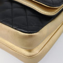 CHANEL Mini Matelasse Chain Shoulder Bag Lamb Skin Black Gold CC Auth 209002SAV-10