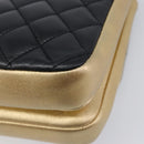 CHANEL Mini Matelasse Chain Shoulder Bag Lamb Skin Black Gold CC Auth 209002SAV-12