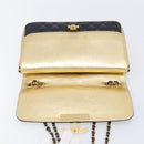 CHANEL Mini Matelasse Chain Shoulder Bag Lamb Skin Black Gold CC Auth 209002SAV-16