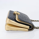 CHANEL Mini Matelasse Chain Shoulder Bag Lamb Skin Black Gold CC Auth 209002SAV-4