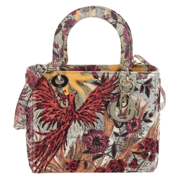 Christian Dior Hand Bag Leather Beads 2way Multicolor Gold Auth 209004SM