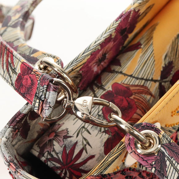 Christian Dior Hand Bag Leather Beads 2way Multicolor Gold Auth 209004SM