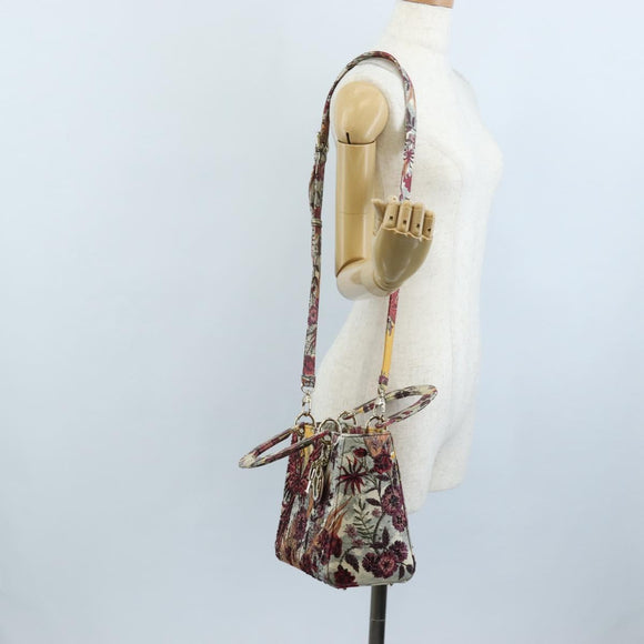 Christian Dior Hand Bag Leather Beads 2way Multicolor Gold Auth 209004SM