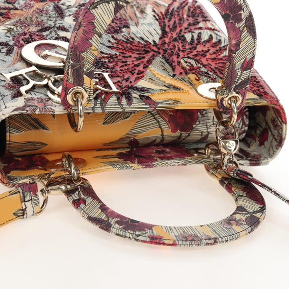 Christian Dior Hand Bag Leather Beads 2way Multicolor Gold Auth 209004SM