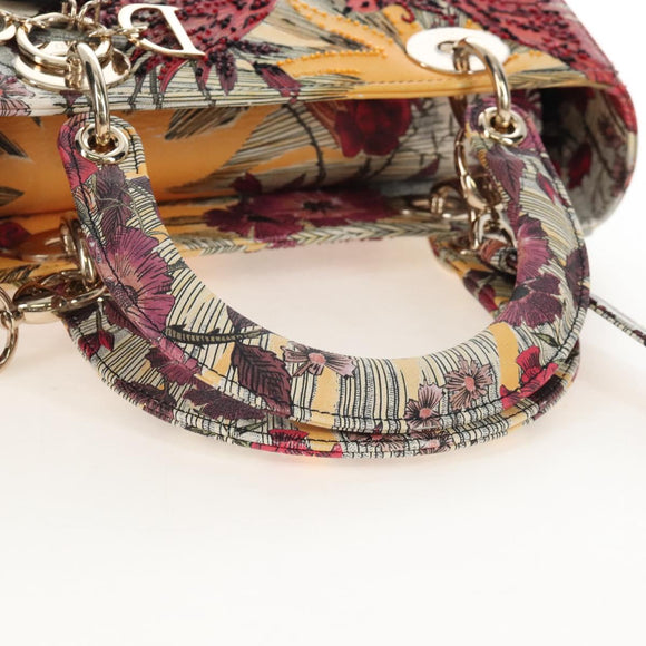 Christian Dior Hand Bag Leather Beads 2way Multicolor Gold Auth 209004SM