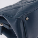 CHANEL Matelasse Chain Tote Bag Caviar Skin Blue Silver CC Auth 209006V-11