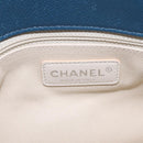 CHANEL Matelasse Chain Tote Bag Caviar Skin Blue Silver CC Auth 209006V-16