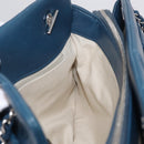 CHANEL Matelasse Chain Tote Bag Caviar Skin Blue Silver CC Auth 209006V-18