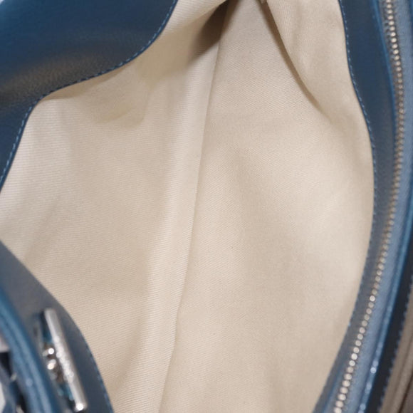 CHANEL Matelasse Chain Tote Bag Caviar Skin Blue Silver CC Auth 209006V