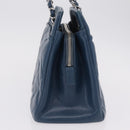 CHANEL Matelasse Chain Tote Bag Caviar Skin Blue Silver CC Auth 209006V-4