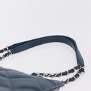 CHANEL Matelasse Chain Tote Bag Caviar Skin Blue Silver CC Auth 209006V-8