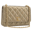 CHANEL Matelasse Chain Shoulder Bag Lamb Skin Gold CC Auth 209007M-1