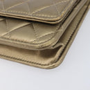 CHANEL Matelasse Chain Shoulder Bag Lamb Skin Gold CC Auth 209007M-11
