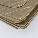 CHANEL Matelasse Chain Shoulder Bag Lamb Skin Gold CC Auth 209007M-14
