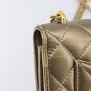 CHANEL Matelasse Chain Shoulder Bag Lamb Skin Gold CC Auth 209007M-15