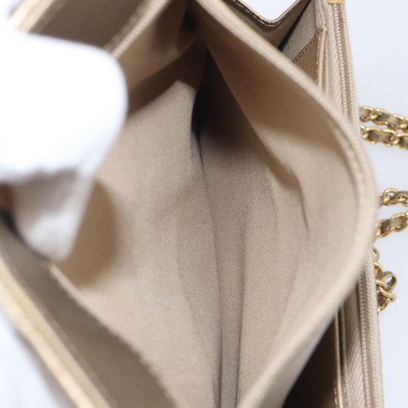 CHANEL Matelasse Chain Shoulder Bag Lamb Skin Gold CC Auth 209007M