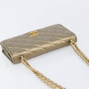 CHANEL Matelasse Chain Shoulder Bag Lamb Skin Gold CC Auth 209007M-6