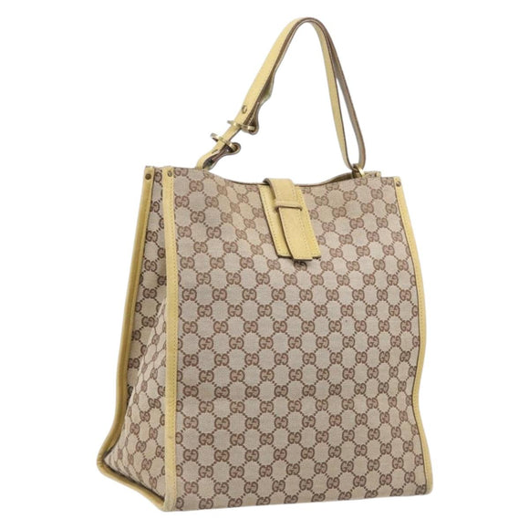 GUCCI GG Canvas Shoulder Bag Beige Gold 109101 Auth 209008