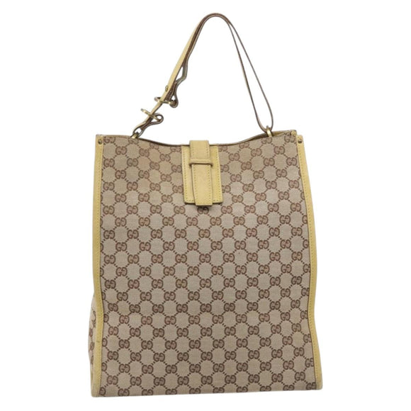GUCCI GG Canvas Shoulder Bag Beige Gold 109101 Auth 209008