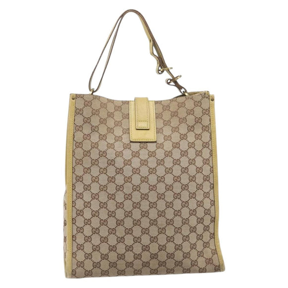 GUCCI GG Canvas Shoulder Bag Beige Gold 109101 Auth 209008