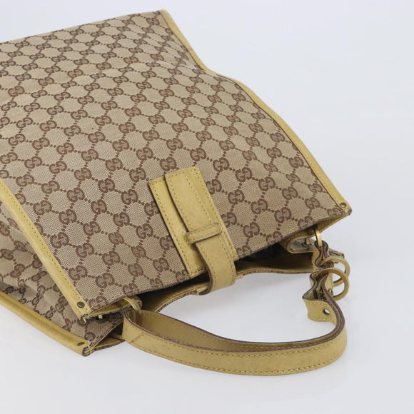 GUCCI GG Canvas Shoulder Bag Beige Gold 109101 Auth 209008