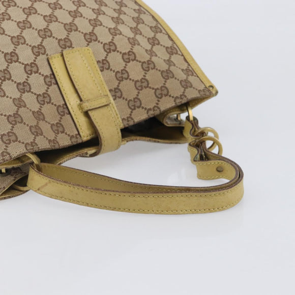 GUCCI GG Canvas Shoulder Bag Beige Gold 109101 Auth 209008