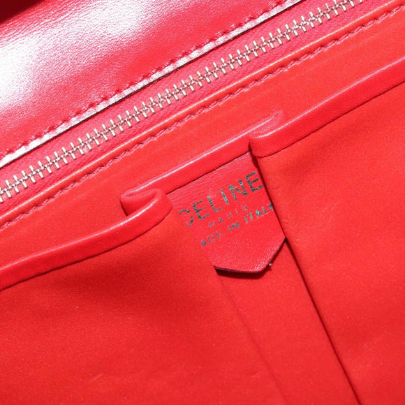 CELINE Shoulder Bag Leather Red Gold Auth 209009