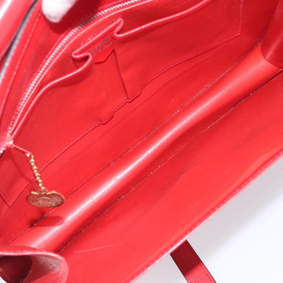 CELINE Shoulder Bag Leather Red Gold Auth 209009